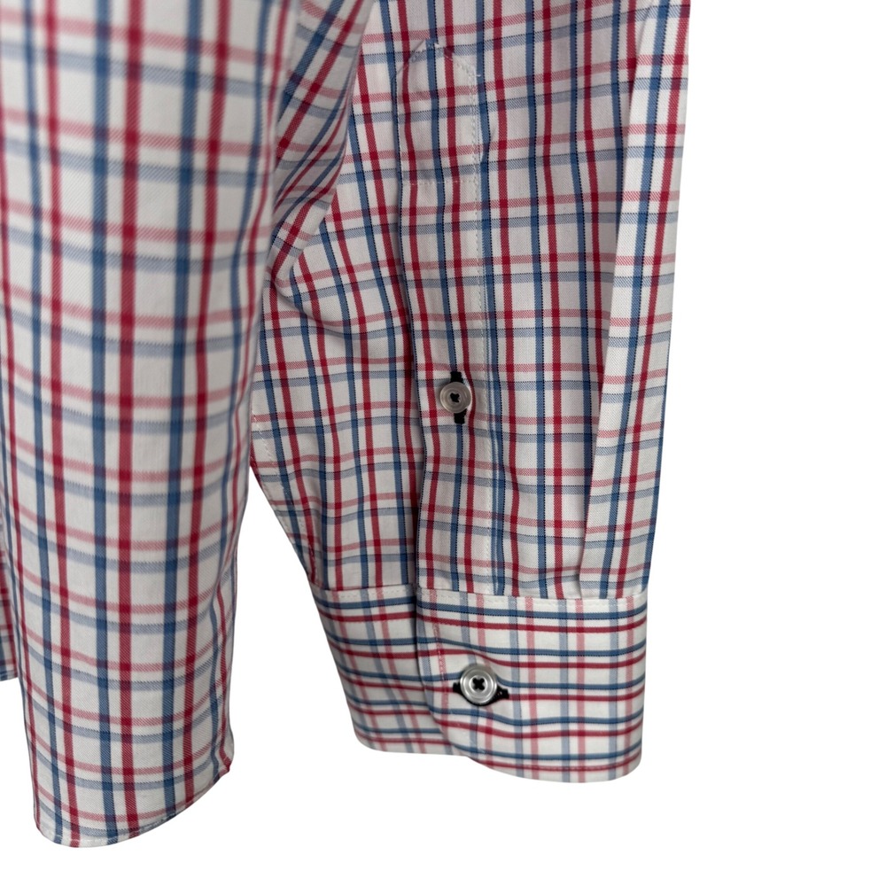UNTUCKit Wrinkle Free Checkered Button Down Shirt Mens XL Cotton Red Blue - Picture 7 of 9